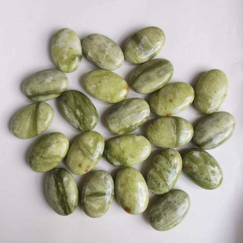 Lovionus89 Green Jade Polished Stones, Oval Palm Pocket, Healing Crystal