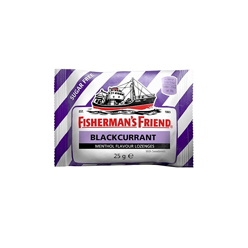 Fisherman's Friend Blackcurrant Lozenges, Sugar Free Extra Strong Menthol Throat