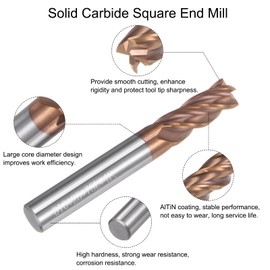 uxcell 10mm Dia 10mm Shank Square Nose End Mill 4 Flutes HRC50 Carbide AlTiN Coated CNC Router Bits Cutter Tools for End Milling CNC Machining