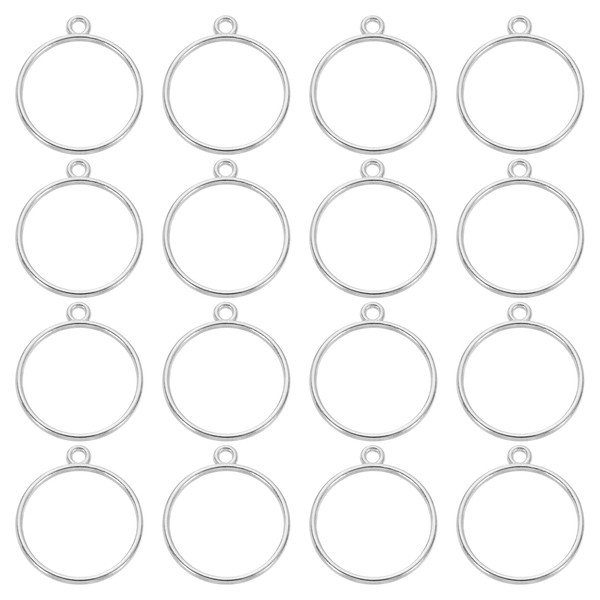 sourcing map 32 Pcs Open Bezel, Round Resin Bezels Pendants