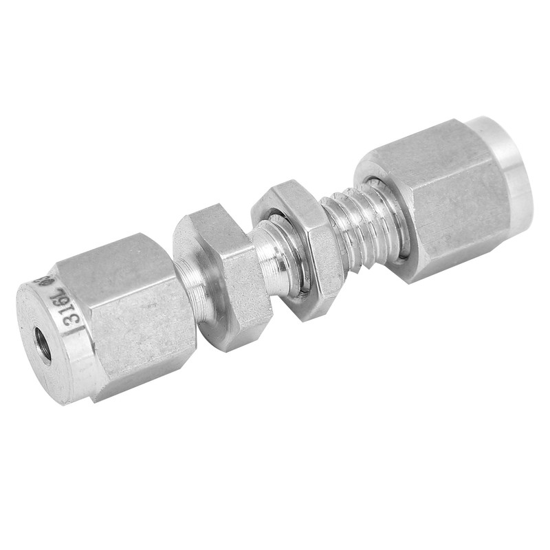 2Pcs Compression Bulkhead 316 Stainless Steel Double Ferrule Fitting Connector