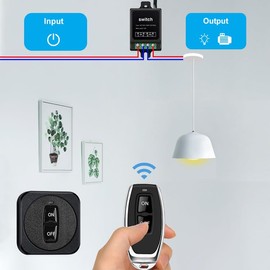 SRDKG 220v Remote Control Switch,Mini 220 Volt Wireless Remote Switch,ac 120v 240v 10a Relay Rf Remote Control On Off Switch Receiver Kit for Lamp,Ceiling Light,Motor,Electrical Equipment