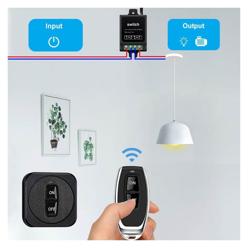 SRDKG 220v Remote Control Switch,Mini 220 Volt Wireless Remote Switch,ac