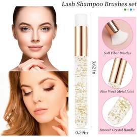 8 cepillos de champú de pestañas de cristal, cepillo de limpieza de pestañas, cepillo de maquillaje suave para limpieza de extensiones de pestañas, cepillo de limpieza profunda de poros de nariz (oro, A, 8 piezas)
