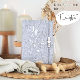 MAHEWA® Premium Maternity Log Cover Made of Felt Fabric | Maternity Log Organiser Maternity Log Bag Protective Cover | Envelope Case Folder Maternity Pass | Cover "Kleines Wunder" Light Grey