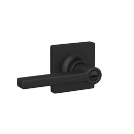 Lock Scout Straight Lever with Round Trim Bedroom and Bathroom Door Handle, Matte Black Finish