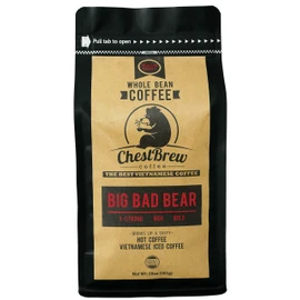 Chestbrew Whole Bean Coffee. Extra Strong Medium Roast Vietnamese Coffee - Big Bad Bear Premium 20 Ounce Bag
