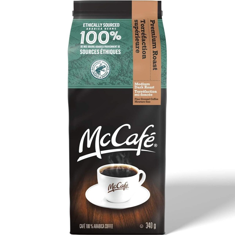 McCafe Premium Medium Dark Roast Ground Coffee, 340g, Can Be