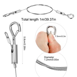 2PCS Adjustable Picture Wire Hanging, 3.3FT Stainless Steel Heavy Duty Wire Picture Hanging Kit for Pictures Frames, Art, Mirror, Flower Pots, Lamps & Decorations, Heavy Duty Supports up to 45lbs