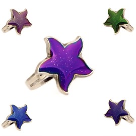 Carykon 2 Piece Starfish Mood Ring Retro Style Adjustable Ring Suitable For Couples and Friends Size Suitable For Everyone