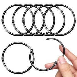 Pack of 20 curtain rings for opening, 50 mm curtain rings, curtain rings, round rings, curtain clips, shower curtain, metal clips for curtains and curtain rods (black)