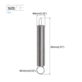 METALLIXITY Extension Spring (0.6x8x60mm/0.03"x0.32"x2.37") 5Pcs, Stainless Steel Tension Spring Wire - for Home Repair Construction Machinery