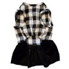 Barker & Jane Plaid Shirt,Sash, Faux Buttons,Velour Skirt Puppy/Dog Dress,