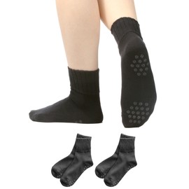 Foot is Happy, Loose, Anti-Slip Socks, Made in Nara Prefecture, Made in Japan, Women's, Deodorizing, 100% Cotton, Organic Cotton, Ankle, Loose, Non-constricting, Charcoal 2 Pairs