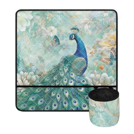 Hzeswody Peacock Sewing Machine Mat for Table Sewing Machine Carrying Case Organizer with Storage Dust Resistant Non Slip Mats Sewing Machine Mats with Pockets for Sewing Supplies