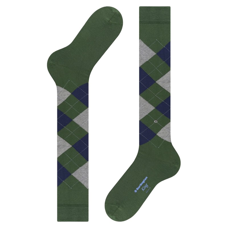 Burlington King Knee Socks Opaque Cotton (Organic), Green Eucalyptus 7502