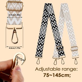 ANNTIM Pack of 2 Bag Strap, Bag Straps for Changing, Shoulder Strap for Bags Width 3.8 cm, Length Adjustable 75-145 cm, Shoulder Strap for Shoulder Bag, Carry Bags and Handbags, [black', 'beige']