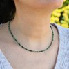 Echmeck Handmade Green Ruby Zoisite Gemstone Bead Strand Necklace 16''