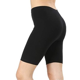Zenana ZONE12SPORTS Women's Premium Cotton Biker Shorts (Small, Black)