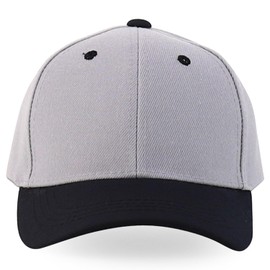 Trendy Apparel Shop Plain Youth Size Kid's Adjustable Structured Baseball Cap, Light Grey Black, One Size