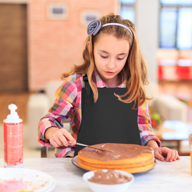 REBECASKYENS 2 PCS Black Kids Apron Kids Chef Apron Toddler