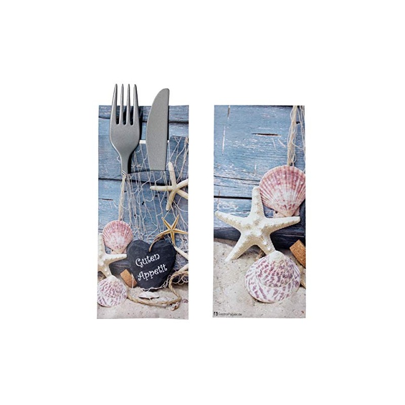 30 Cutlery Bags with Napkin Maritime 20 cm