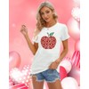 Valentines Shirts for Women Cute Apple Love Heart Graphic Tees