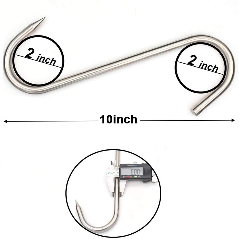 Grizef S-Hook Meat Hooks High Performance Stainless Steel 250 mm