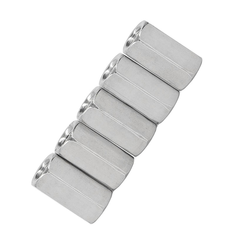 20PCS Hex Coupling Nuts 304 Stainless Steel Long Fine Thread