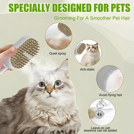 3 in1 Cat Dog Steamy Brush Steam Pet Hair Brush with Release Button Self Cleaning Steam Dog Brush for Massage Cat Grooming Brush for Cats Dogs Pets Hair Removal