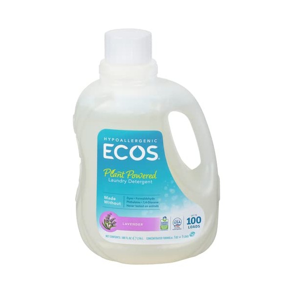 ECOS® Hypoallergenic Laundry Detergent, Lavender, 100 loads, 100oz Bottle by Earth Friendly Products