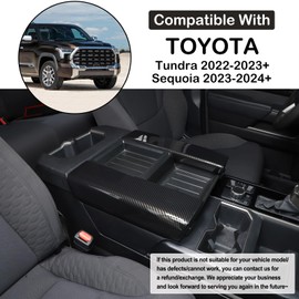 Car Center Console Armrest Protector Cover Compatible with Toyota Tundra 2022+ & Sequoia 2023+, Central Armrest Seat Storage Box Cover Cushion Lid Protector Pad Waterproof Anti-Scratch ABS Accessories