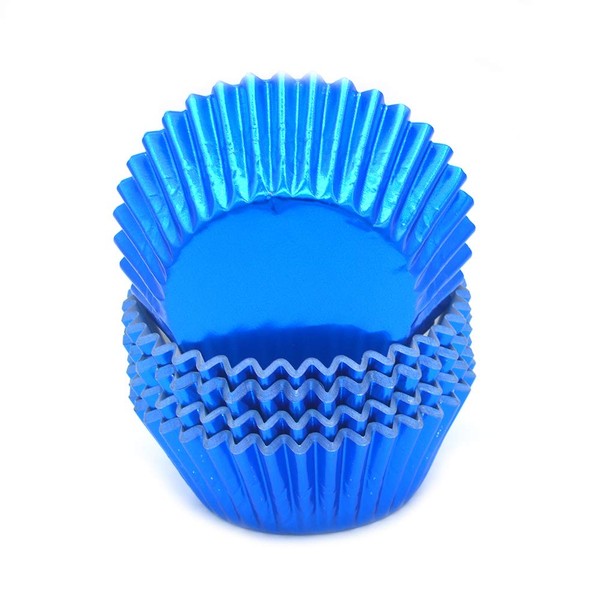 Mombake Standard Blue Foil Cupcake Cases Liners Muffin Baking Cups for Party and More, 100-Count
