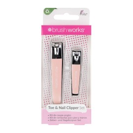 Brushworks Toe & Nail Clipper Set, Pink, 2 Count