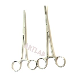 ArtLab Premium Set of 2-12" Rochester Pean Hemostat Forceps Serrated STR & CVD Clamps Three Locking Positions-Ideal Hemostats for Nurses, Fishing Forceps, Crafts and Hobby (12 INCHES SET OF 2 STR+CVD)