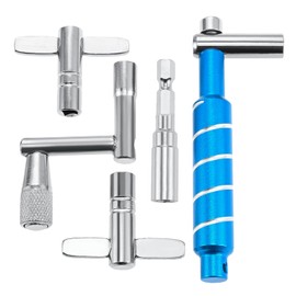 Drum Key Drill Bit Drum Tuning Key, 2 Standard Square Lug Drum Tuning Keys, 1 Fast Rotary Tuning Key Wrench Drum Key, 1 Blue Universal Drum Key Tuner Tool Kit for All Drummers