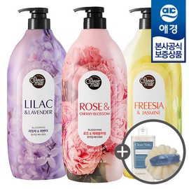 shower mate [Aekyung] Shower Mate Flower Wash 900g x 3 + Shampoo 180ml + Shower ball provided - Yellow Flower x3 / [애경]샤워메이트 플라워 워시 900g x3개 +샴푸 180ml + 샤워볼 증정 - 옐로우플라워 x3개
