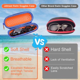 jetmast Swim Goggle Case For Swimming Goggles, Protective Cases for Goggles with Clip, Sunglasses, Goggles, Sports, Zipper Eyeglasses Case, For Men, Women, And Kids, Orange Color