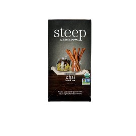 steep Organic Chai Black Tea 20 Count Box (Pack of 1), Certified Organic, Gluten-Free, Kosher Tea in Foil-Wrapped Bags