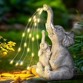 GIGALUMI Solar Garden Statues Elephant Figurine Lights Outdoor Yard Garden Decor Unique Gifts for Mom Women Elephant Decoration for Patio