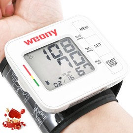 Tensiómetro automático de muñeca para uso doméstico, brazalete ajustable (5,3-8,5), memoria digital de 2 x 90 lecturas.                               