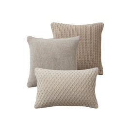 Jotex Mila cushion cover, pack of 3, cushion cover with knitted front made of high-quality polyester, beige, 50 x 50, 50 x 50 cm and 60 x 40 cm