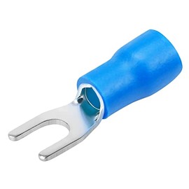 PRECIHW 200 Pcs Insulated Fork Spade Wire Connectors, 16-14 AWG U-Type Electrical Crimp Terminal, Stud Size #8 Size Blue Butt Connectors