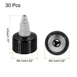 MECCANIXITY 30 Pack Twist Top Cap 28/410 Black Dispensing Squeeze Bottles Replacements Caps for Crafts, Arts, Glue, Liquids