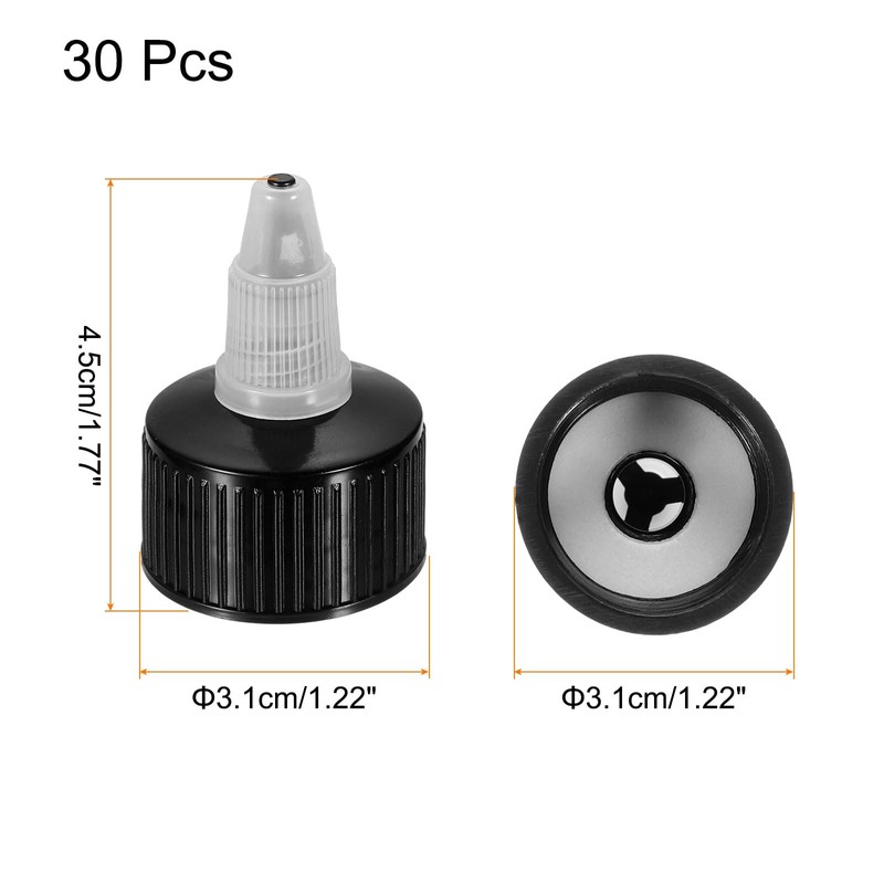 MECCANIXITY 30 Pack Twist Top Cap 28/410 Black Dispensing Squeeze