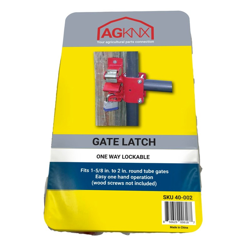 Gate Latch, 1-Way, Lockable, Steel, Red, for: 1-5/8 to 2