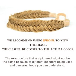 DIGUAN Wide Fishtail 2 Strands Synthetic Hair Braided Headband Classic Chunky Plaited Braids Elastic Stretch Hairpiece Women Girl Beauty accessory,59g Bohemian CA (Golden Brown)