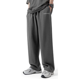 CARTBIKE Men's Cotton Sweatpants Loose Fit Straight Leg Sweat Pants for Men Open Bottom Baggy Sweatpants Lounge Yoga Pants with Pockets(2Y001 Grey-34)