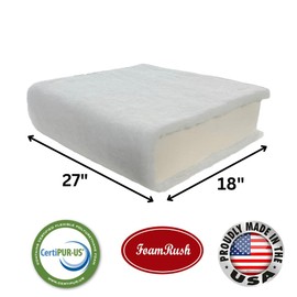 FoamRush 2" x 20" x 27" Seat Cushion Foam with Batting/Dacron (Cushion Seat Replacement) Made in USA