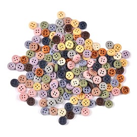 MAHAVIMOKSA 100pcs 10mm Assorted Morandi Colors 4 Holes Round Wood Buttons with Dotted Line for Crafts Sewing DIY Painting Ornament Decoration